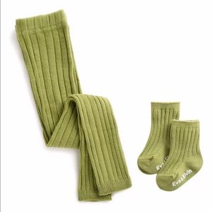 Spring Green Footless Tights Sock Set